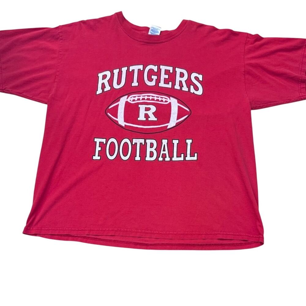 Rutgers Football NCAA Vintage Y2K Red Gildan heavy shirt Size XL